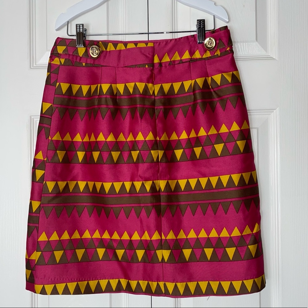 Lissa Mar Mod 70’s Geometric Print Wool Silk Blend Skirt
